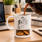 رسم خطي مخصص بالصور والأسماء وتصميم "أفضل أب" – كوب شخصي