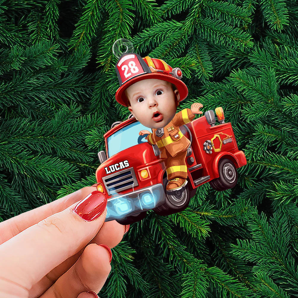 Custom Photo Gifts For Kids Christmas Ornament - Firefighter Themes-8