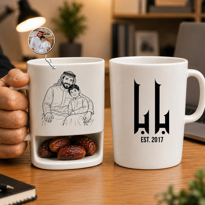 Custom Photo Line Art And Text For Dad–Personalized Cookie Mug