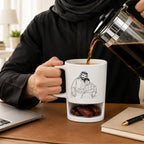رسم خطي مخصص بالصور والأسماء وتصميم "أفضل أب" – كوب شخصي