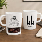 رسم خطي مخصص بالصور والأسماء وتصميم "أفضل أب" – كوب شخصي